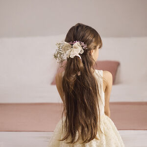 Barette avec grand nœud en tulle et dentelle fille 