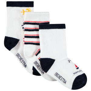 Lot de 3 paires de chaussettes motif marin pour bébé garçon 