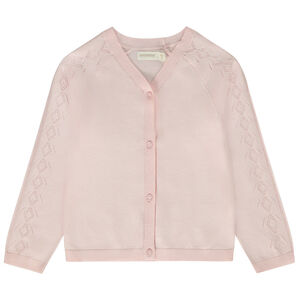 Gilet manches raglan en tricot pointelle pour fille 