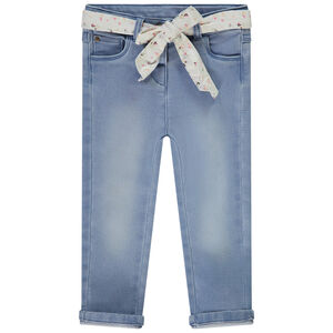 Jean droit avec ceinture à nouer imprimée pour bébé fille 