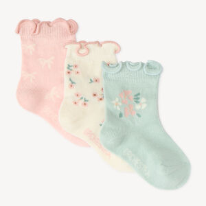 Lot de 3 chaussettes bébé fille motifs fantaisie 