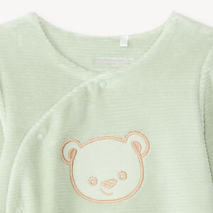 Dors-bien bébé en velours bébé broderie ourson 