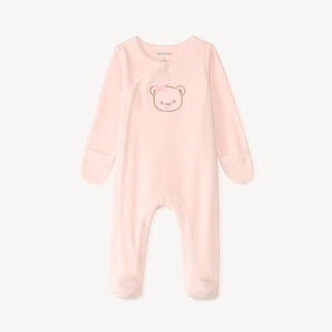 Dors bien manches longues en velours broderie ourson pour bébé fille 