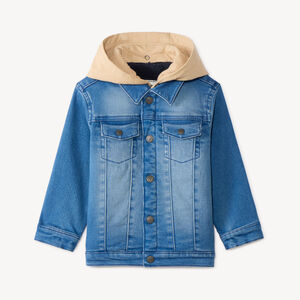 Veste en jean bébé garçon avec capuche amovible contrastée  