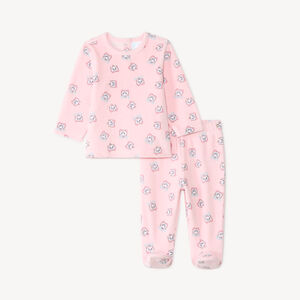 Pyjama 2 pièces bébé fille en velours imprimé Marie 