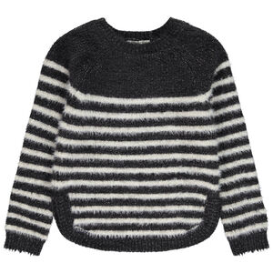 Pull en tricot effet fourrure style marinière pour fille 