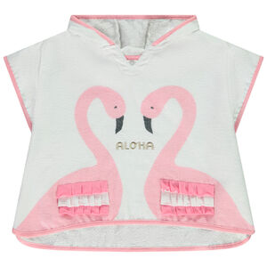 Cape de bain en éponge avec print flamants roses pour bébé fille 