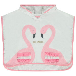 Cape de bain en éponge avec print flamants roses pour bébé fille 