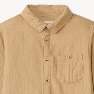 Chemise manches longues uni avec poche garçon 