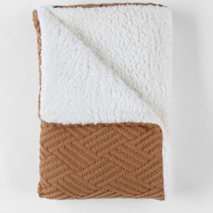 Couverture tricot 75x100cm Coton Bio/Sherpa Caramel 