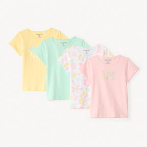 Lot de 4 t-shirts manches courtes fantaisie pour fille 