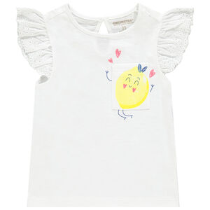T-shirt à manches courtes volantées et poche imprimée 