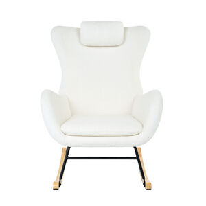 Fauteuil Rocking Chair en bouclette blanche 
