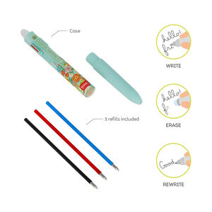 Stylo gel à encre effaçable Happy Flowers + 3 couleurs 