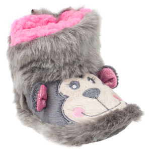 Chaussons forme bottines en fausse fourrure avec tête de singe 