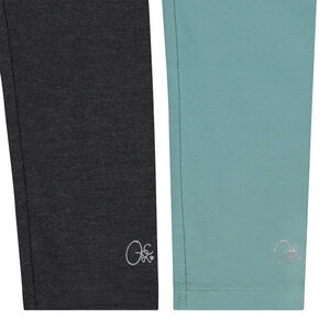 Lot de 2 leggings unis avec foil print pour fille 