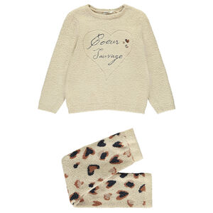 Pyjama 2 pièces en tricot fantaisie avec broderie pour fille 