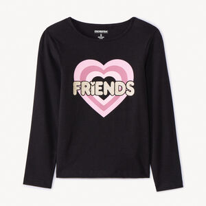 T-shirt manches longues à print pailleté pour fille 