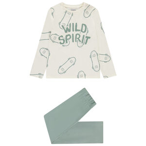 Set pyjama long en jersey imprimé skates pour garçon 