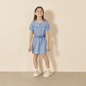 Robe manches courtes en toile fluide pour fille 