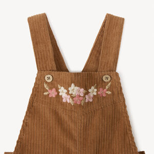 Salopette courte brodées en velours côtelé pour bébé fille 
