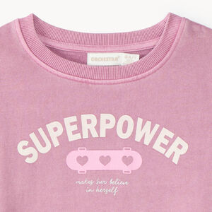 Sweat oversize fille rose délavé  
