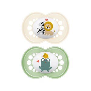 Lot de 2 sucettes silicone Original 6M+ duo d'animaux (modèle aléatoire) 