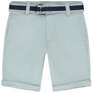 Bermuda ceinturé en toile effet armuré pour garçon 