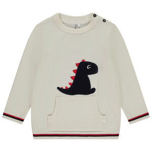 Pull fantaisie en tricot avec dinosaure brodé pour bébé garçon  
