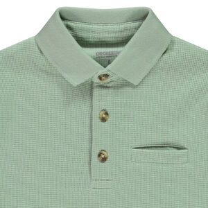 Polo manches longues uni maille nid d'abeille pour garçon  