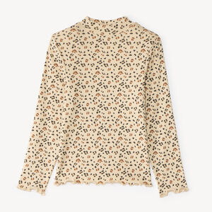 Sous-pull col cheminée fille motif léopard 