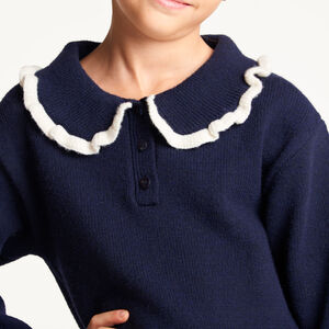 Robe en tricot manches longues col claudine fille 
