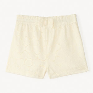 Short uni en broderie anglaise et nœud fantaisie pour bébé fille  