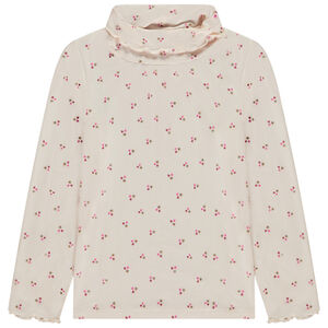Sous-pull à col roulé imprimé fleurs pour fille 