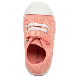 Baskets basses roses pailletées à scratch et lacets pour fille 