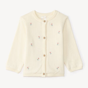Gilet tricot bébé fille à fleurs brodées 