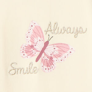 Sous-pull col cheminée avec print papillon et cording pour bébé fille 