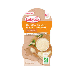 Lot de 2 bols de semoule au lait et fleur d'oranger - 2 x 100 g 