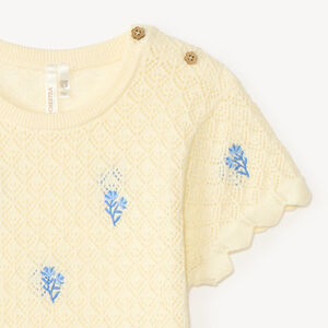 T-shirt manches courtes en tricot broderies fleurs pour bébé fille 