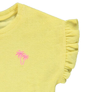 Ensemble 2 pièces uni en éponge t-shirt + short pour fille 