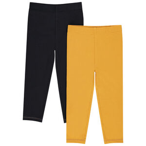 Lot de 2 leggings unis en coton pour bébé fille 