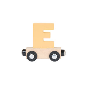 Lettre "E" wagon en bois - jaune 