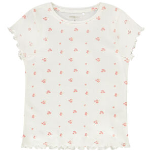 T-shirt manches courtes côtelé imprimé fantaisie pour fille 