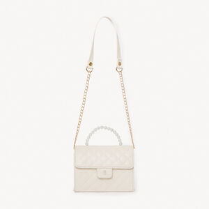 Sac bandoulière effet cuir matelassé à perles fille 