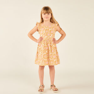 Robe manches courtes imprimée fleurie à dos nu pour fille 