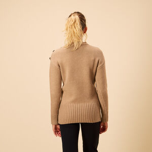 Pull en tricot avec boutons à strass pour femme 