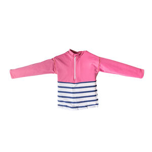 T-shirt anti-noyade enfant manches longues rayé/rose 2 ans 