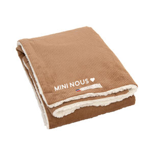 Couverture en velours côtelé 70 x 90 cm "Mini nous" marron clair 