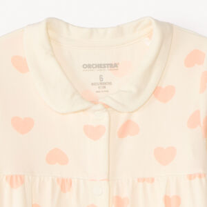 Dors-bien manches longues en jersey imprimé cœur pour bébé fille 