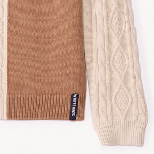 Pull manches longues tricolore en tricot torsade pour garçon  